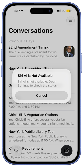 Siri AI nicht in der EU
